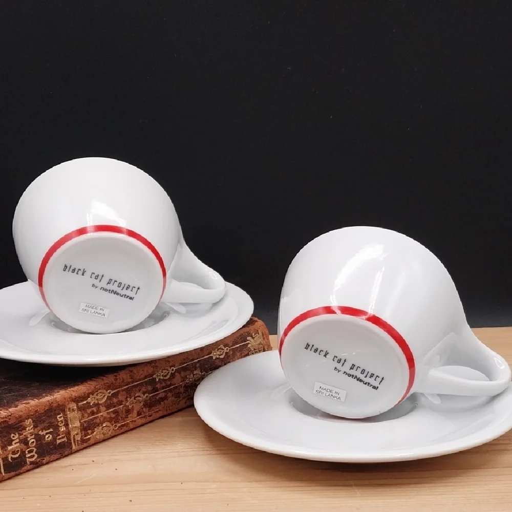 Set Of 2 Black Cat Project notNeutral Intelligentsia Cappaccino Coffee Mugs - Picture 7 of 11